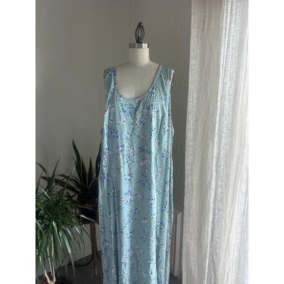 R&K Women's XL Dress Blue Rayon Floral Full Length Maxi Dress - Picture 5 of 5